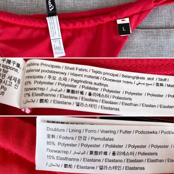 Etam Red High-Cut Bikini Swim Bottoms sz L Adjustable for Custom Coverage - Picture 8 of 10